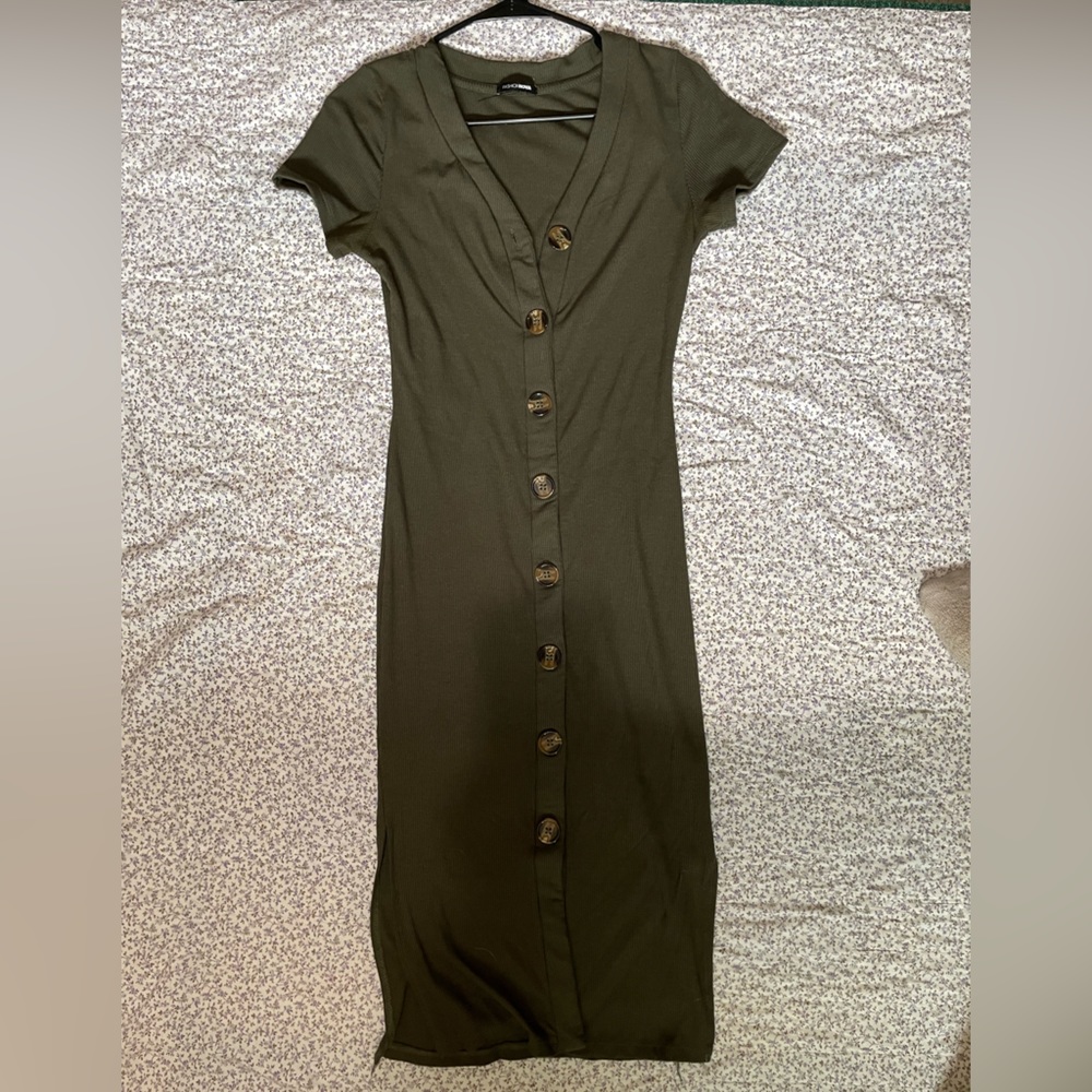 Fashion Nova army green ribbed dress
